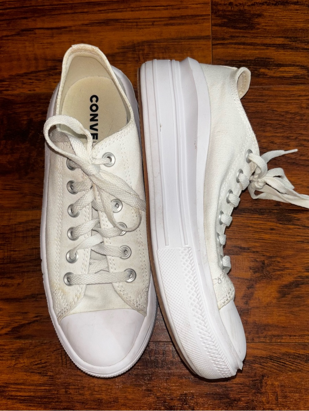 Converse Chuck Taylor All Star Move Low Top Platform Sneakers White Canvas Shoes